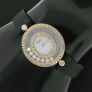 Ladies Chopard Happy Diamonds Icons 18k Yellow Gold Oval Wrist Watch Ref.  5236 2