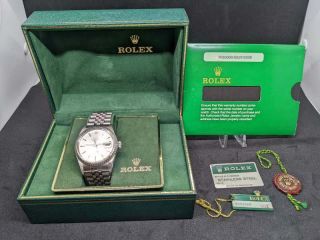 Rolex Datejust Mens Stainless Steel Watch Quickset Oyster 16030 1986 Silver,