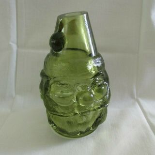 Vintage Avocado Green Fenton Glass Santa Claus 2 - Part Fairy Lamp Candle Holder