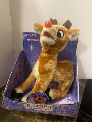 Rudolph The Red Nosed Reindeer Singing Light Up Rudolph Plush 1992 Read