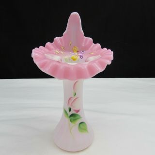 Fenton Rosalene Rib Optic Hand Painted Tulip Jip Vase Special Order 2009 C2540