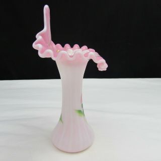Fenton Rosalene Rib Optic Hand Painted Tulip JIP Vase Special Order 2009 C2540 2