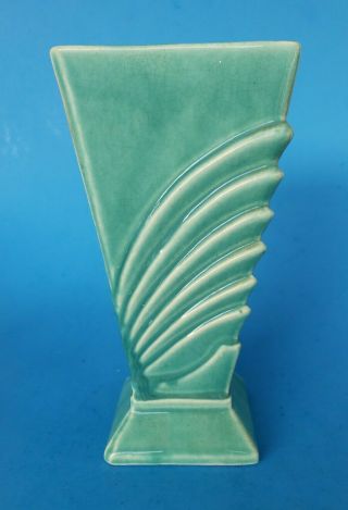 9 " Matte Green Art Deco Mccoy Mid Century Modern Vase Square Planter Mcm