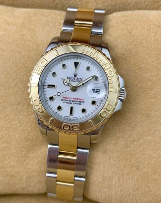Rolex Yacht Master 69623 Ladies White Dial 29mm Two Tone Box Papers