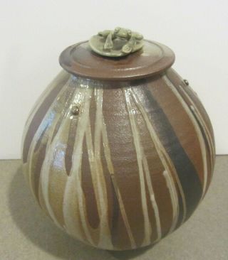 J.  Chin Studio Art Pottery Signed 1987 Lidded Jar Covered Vase