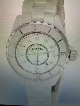 Chanel J 12 White Ceramic 33mm Quartz Diamond Dial H1628.