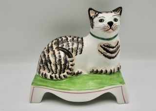 Mottahedeh Cat Bookend Italy Ceramic Porcelain Kitten Green Eyes Figure Figurine