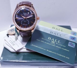 Rare Ball Trainmaster Kelvin 18k Rose Gold Automatic Thermometer Watch Papers
