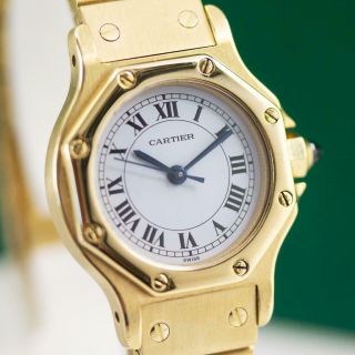 Santos De Cartier Octagon 18k Solid Yellow Gold Automatic Ladies Watch