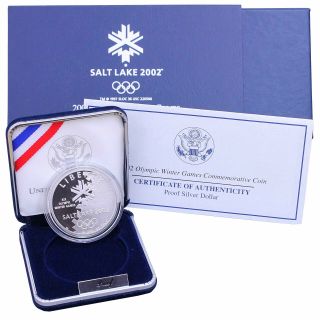 2002 P Winter Olympics Salt Lake City Proof Commem 90 Silver Dollar Ogp Us Coin