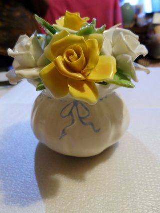 Royal Adderley Floral Bone China Porcelain Yellow And White Flower Bouquet