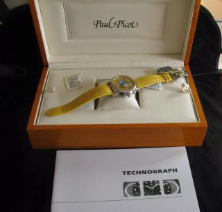 Paul Picot Men ' s Firshire Technograph PP 0334 Yellow Dial Chrono Automatic Watch 4