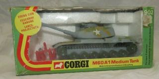 Vintage Corgi Toys Die Cast M60 A1 Medium Military Tank Near 1974 Mettoy