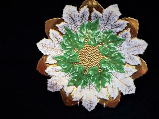 Antique Meissen Porcelain Dresden Germany Green Gilt Leaf Cabinet Plate 1900 