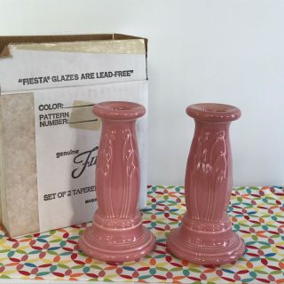 Fiestaware Rose Tapered Candle Holders Fiesta Retired Pink Y2k Millennium Set