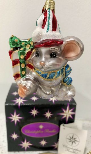 Mib Christopher Radko 2002 Mousecapades Blown Glass Christmas Ornament 02 - 0160 - 0