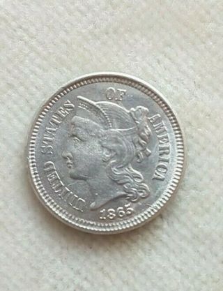 United States Of America 3 Cents 1865 Nickel Km 95