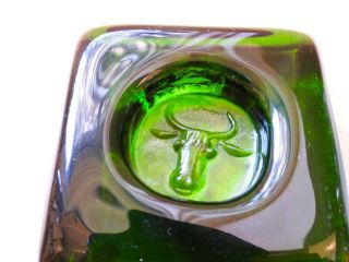 Kosta Boda Vintage Green Art Glass Bull 