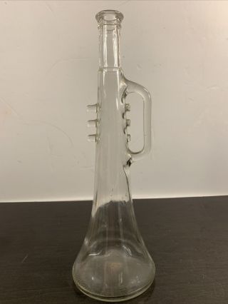 Vintage Trumpet Shaped Bottle Horn Craft Art Glass 70mm 75cl 15 "