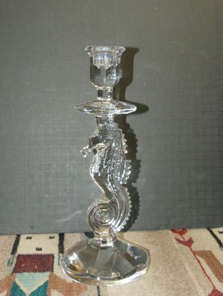 Waterford Lead Crystal Seahorse 11.  5 " Candlestick Holder Minty