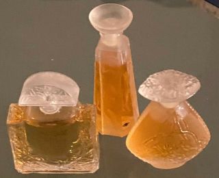 Set Of 3 Vintage Miniature Collectible Lalique Perfume Bottles