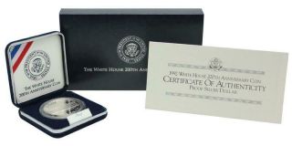 1992 Commemorative White House 200th Anniversary Proof Silver Dollar Coin W/coa