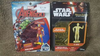 Fascinations Metal Earth Avengers Iron Man & Star Wars C - 3po Model Kits