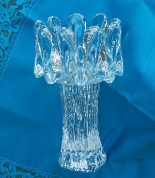 Kosta Boda Crystal Sunflower Candle Holder Mcm 7.  5 " Sweden Goran Warff
