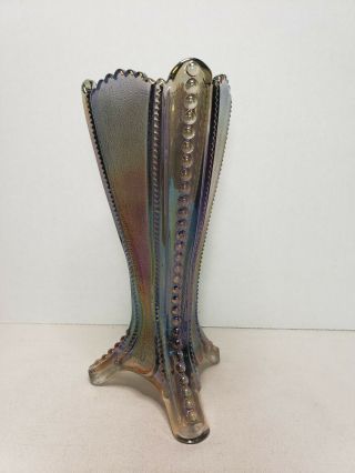 Htf Imperial Smoke/peacock Tricorn Carnival Glass 8.  75 " Vase 1965 - 1972 Pristine