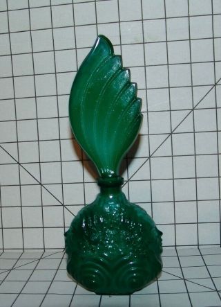 Art Deco Vintage Czech Malachite Green Slag Glass Perfume Bottle