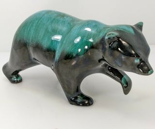 Vintage Blue Mountain Pottery Black Bear Green Drip Glaze Bmp Canada