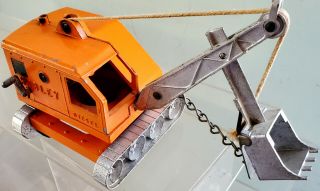 Hubley 488 Orange Die Cast Steam Shovel Construction Scoop Kiddie Toy 1950