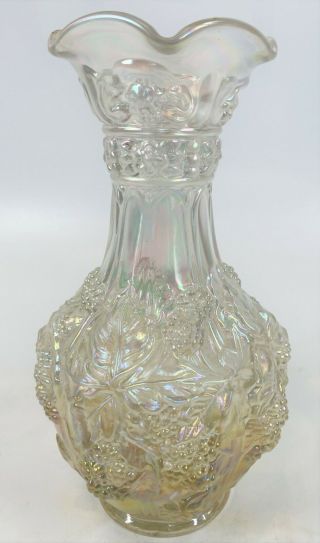 Vintage 10 " Imperial Glass Loganberry Smoke Iridescent Carnival Glass Grape Vase
