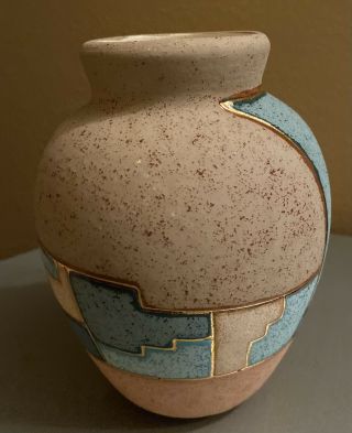 Southwest Pottery Gina Arrighetti 22k Gold Trim Vase 3
