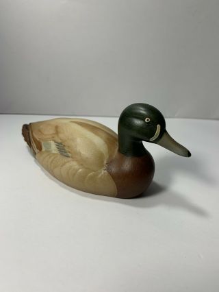 Fenton Art Glass Tk Spindler Signed Hand Painted Mallard Duck Figurine
