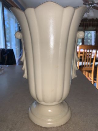 Vintage Cream Mccoy Art Deco Pottery Vase Marked Usa - 9 5/8” Tall