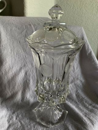 Fostoria Coin Glass Footed Urn With Lid Clear Pressed Glass Candy Jar