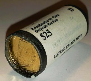 Roll Of (25) Bu Presidential Dollars - Benjamin Harrison - $1