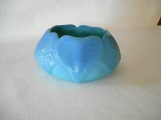 Vintage 1942 Van Briggle Art Pottery Blue Hearts Philodendron 7 " Planter Vase