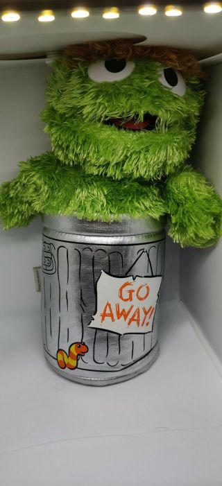 Gund Sesame Street 10 " Stuffed Plush Oscar The Grouch In Trash Can Go Away