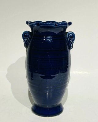 Vintage Brush Mccoy Art Pottery Cobalt Blue Art Deco Design Cabinet Vase