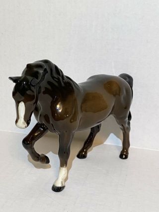 Beswick England Brown Gloss Jogging Mare Horse Fore Leg Up Porcelain