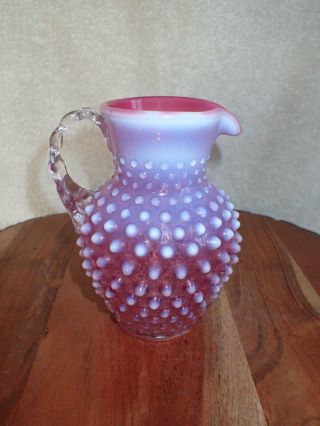 Fenton Glass Cranberry Opalescent Hobnail Small Pitcher 5 3/4 " K