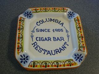 Ceramic Stoneware Columbia Restaurant Cigar Bar Ashtray Florida Spain 8 " X 8 "