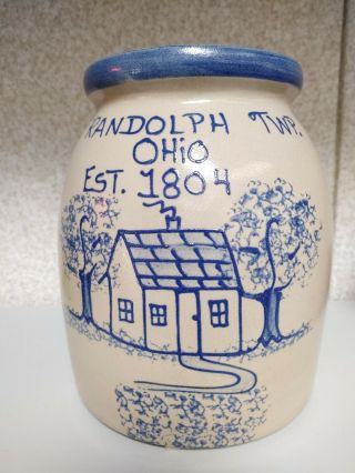 Beaumont Brothers Pottery Randolph Township Ohio Painted Crock