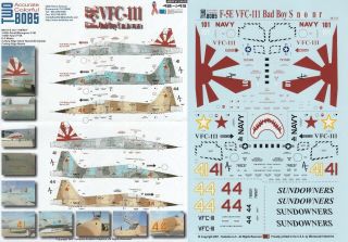 Two Bobs Decals 1/48 F - 5e Tiger Ii Vfc - 111 Sundowners Adversary Schemes (usn)