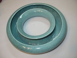 Mid Century Red Wing Pottery Flower Ring/vase/planter Aqua Charcoal Speckle 448