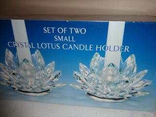 Shannon By Godinger Set Of Two Small Crystal Lotus Candle Holder