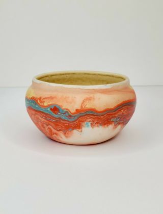 Vintage Colorful 4 " Nemadji Pottery Swirl Garden Of The Gods Vase Hand Made Usa