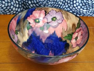 Antique Hollinshead & Kirkham H&k Tunstall Hand Painted Porcelain Bowl Poppies
